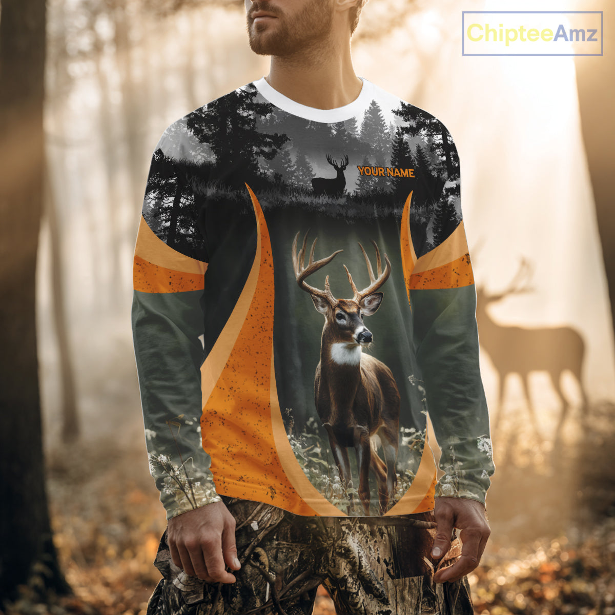 Custom Whitetail Deer Hunting Custom Name Camo Shirt, Deer Hunting Apparel, Hunting Gift NHT265