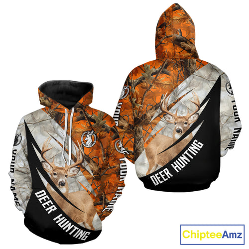 Deer Hunting Orange Camo Winter 3D All Over Printed Shirt, Hunting Clothes for Deer Season NHT268