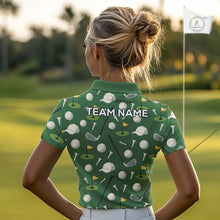 Load image into Gallery viewer, Green Golf Pattern Polo Golf Shirt For Womens Custom Golf Clothes, Best Golf Gifts NHT621