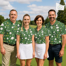 Load image into Gallery viewer, Green Golf Pattern Polo Golf Shirt For Mens Custom Golf Clothes, Best Golf Gifts NHT621