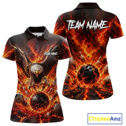 Two polo shirts with Eagle design and 'Team Name' text, featuring an eagle and bowling ball.