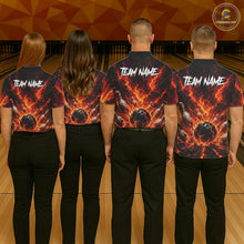 Load image into Gallery viewer, Custom Eagle Fire Flame Personalized Bowling Polo &amp; Quarter-Zip Shirt Gift For Men NHT1159