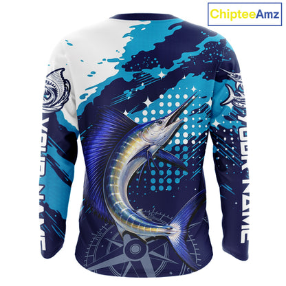 Custom Sailfish Long Sleeve Fishing Shirts For Men, Design Sailfish Fishing Jerseys NHT632