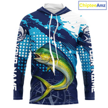 Load image into Gallery viewer, Custom Mahi Mahi Long Sleeve Hooded Fishing Shirts For Men, Design Mahi Mahi Fishing Jerseys NHT633