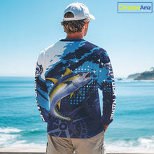 Load image into Gallery viewer, Custom Yellowfin Tuna Long Sleeve Fishing Shirts For Men, Design Tuna Fishing Jerseys NHT634