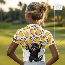 Load image into Gallery viewer, Funny Raccoon Beer Golf Polo Shirt Personalized Name Custom Golf Shirt Golfer Gift For Womens