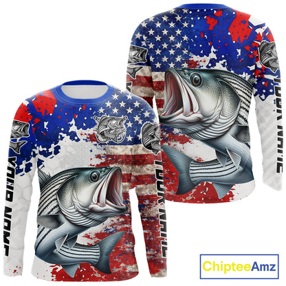 Custom Striped Bass Fishing Saltwater Performance Shirts, Fishing Shirt For Men NHT498