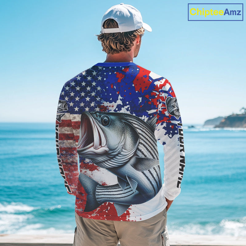 Custom Striped Bass Fishing Saltwater Performance Shirts, Fishing Shirt For Men NHT498