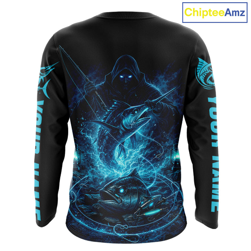 Personalized Marlin Fishing Shirt Long Sleeve For Men, Marlin Action Angler Shirt NHT436