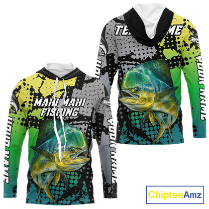 Mahi Mahi Fishing Shirt Green Camo Custom Name, Mahi Mahi Fishing Team Jerseys NHT444