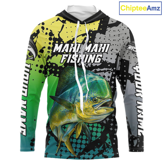 Mahi Mahi Fishing Shirt Green Camo Custom Name, Mahi Mahi Fishing Team Jerseys NHT444