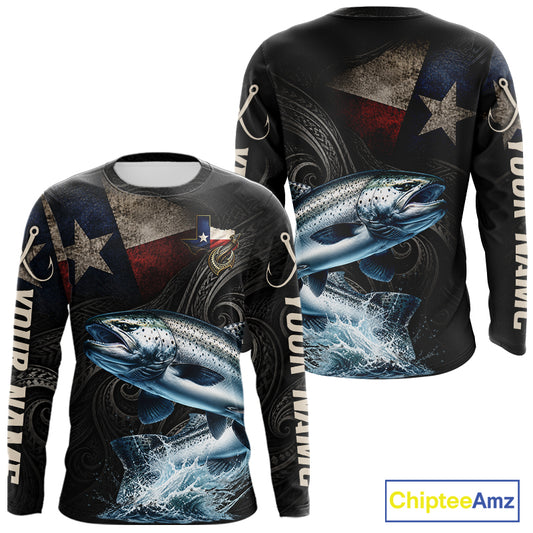 Personalized Texas Chinook Salmon Fishing Shirt – Custom Name Angler Apparel For Fishermen