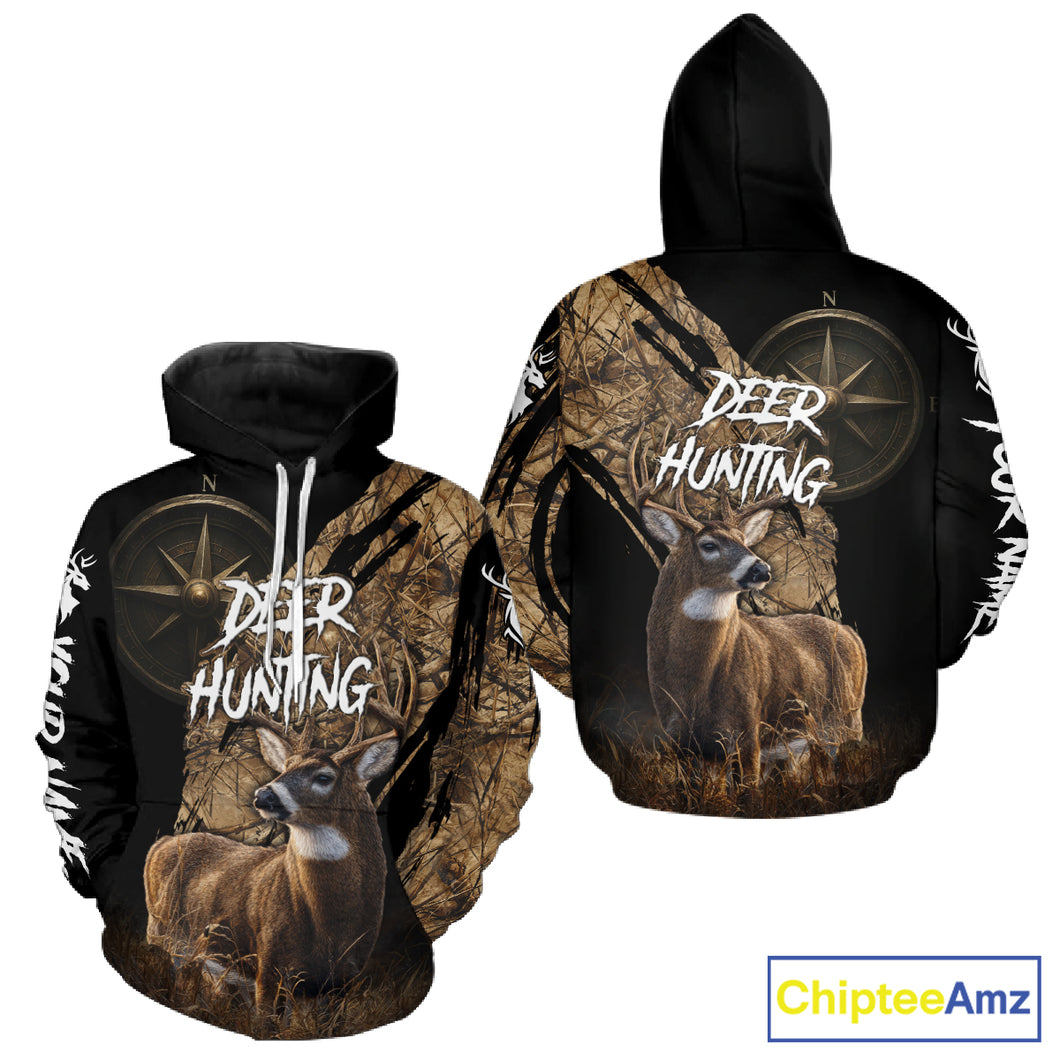 Custom Deer Hunting Shirt with Compass Design, Best for Hunting Season NHT287