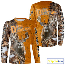 Load image into Gallery viewer, Hunting Shirt with Running Deer Design – Blaze Orange Camo Custom Name 3D Print NHT288