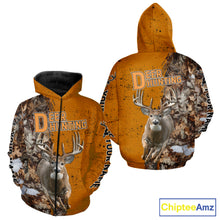 Load image into Gallery viewer, Hunting Shirt with Running Deer Design – Blaze Orange Camo Custom Name 3D Print NHT288