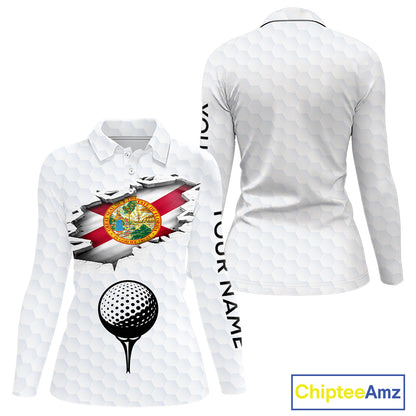 Florida Flag Personalized Golf Pattern Ball Polo Shirts Patriotic Golf Shirts For Womens NHT675