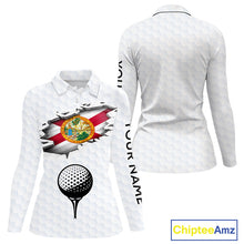Load image into Gallery viewer, Florida Flag Personalized Golf Pattern Ball Polo Shirts Patriotic Golf Shirts For Womens NHT675