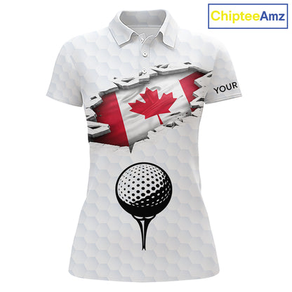 Canada Flag Personalized Golf Pattern Ball Polo Shirts Patriotic Golf Shirts For Womens NHT677