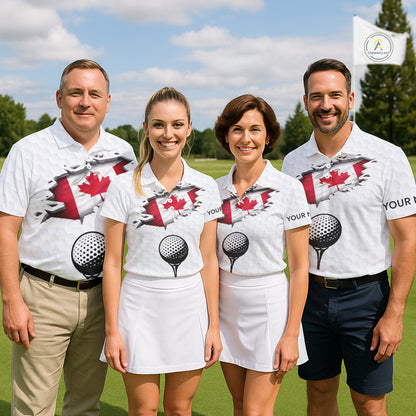 Canada Flag Personalized Golf Pattern Ball Polo Shirts Patriotic Golf Shirts For Womens NHT677
