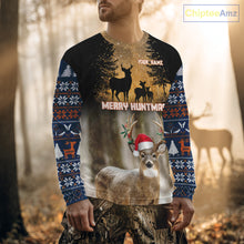 Load image into Gallery viewer, Personalized Huntmas Deer Hunting Shirt, Merry Huntmas Deer hunting Christmas Gifts NHT289