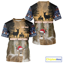 Load image into Gallery viewer, Personalized Huntmas Deer Hunting Shirt, Merry Huntmas Deer hunting Christmas Gifts NHT289