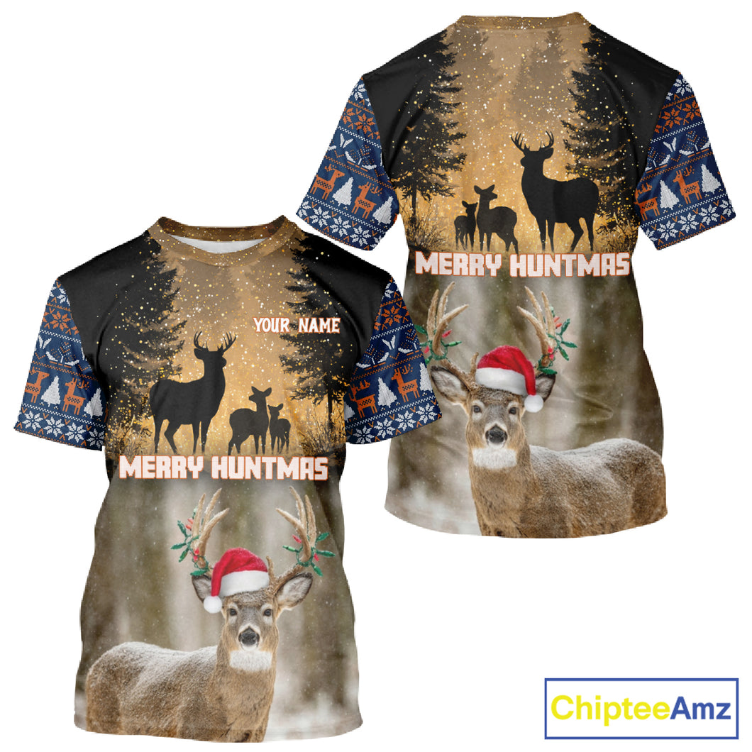 Personalized Huntmas Deer Hunting Shirt, Merry Huntmas Deer hunting Christmas Gifts NHT289