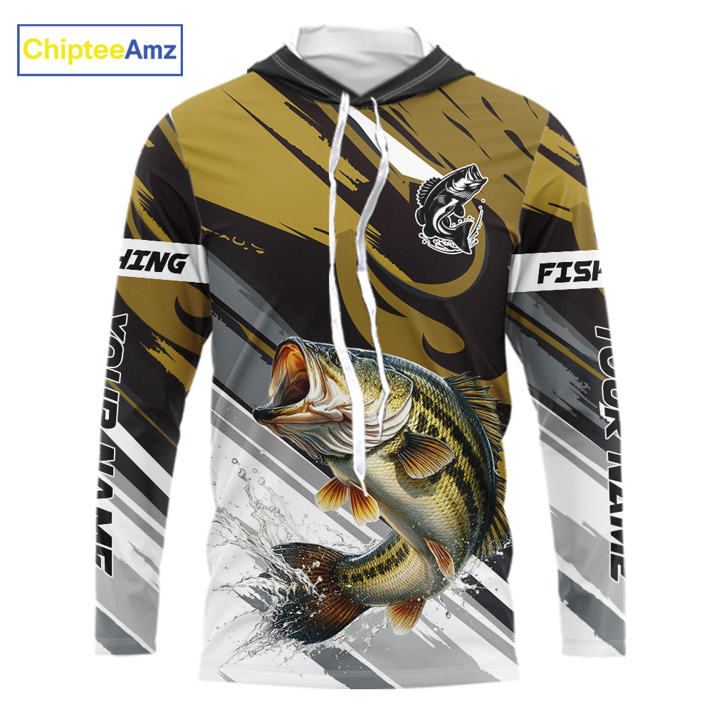 Personalized Bass Hooded Fishing Shirts Long Sleeve For Men, Bass Fishing Shirt Sport Jerseys NHT511
