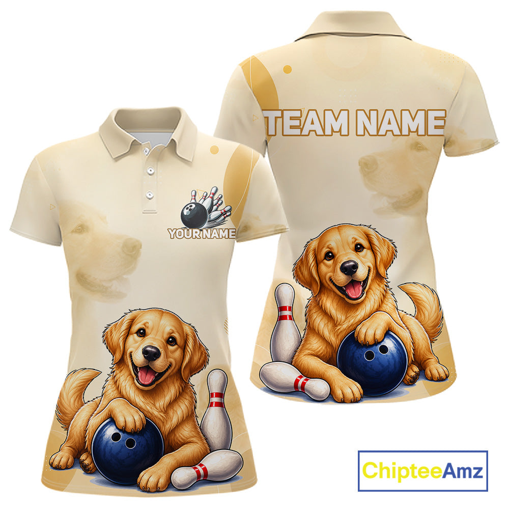 Women's Golden Retriever bowling shirt – personalized team jersey close-up