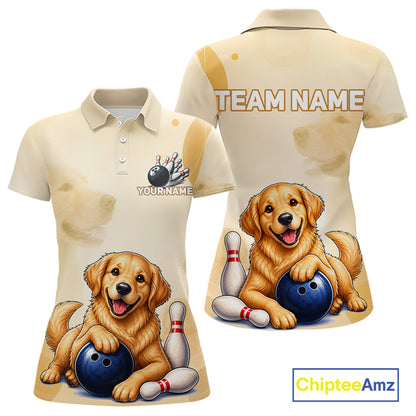 Women's Golden Retriever bowling shirt – personalized team jersey close-up