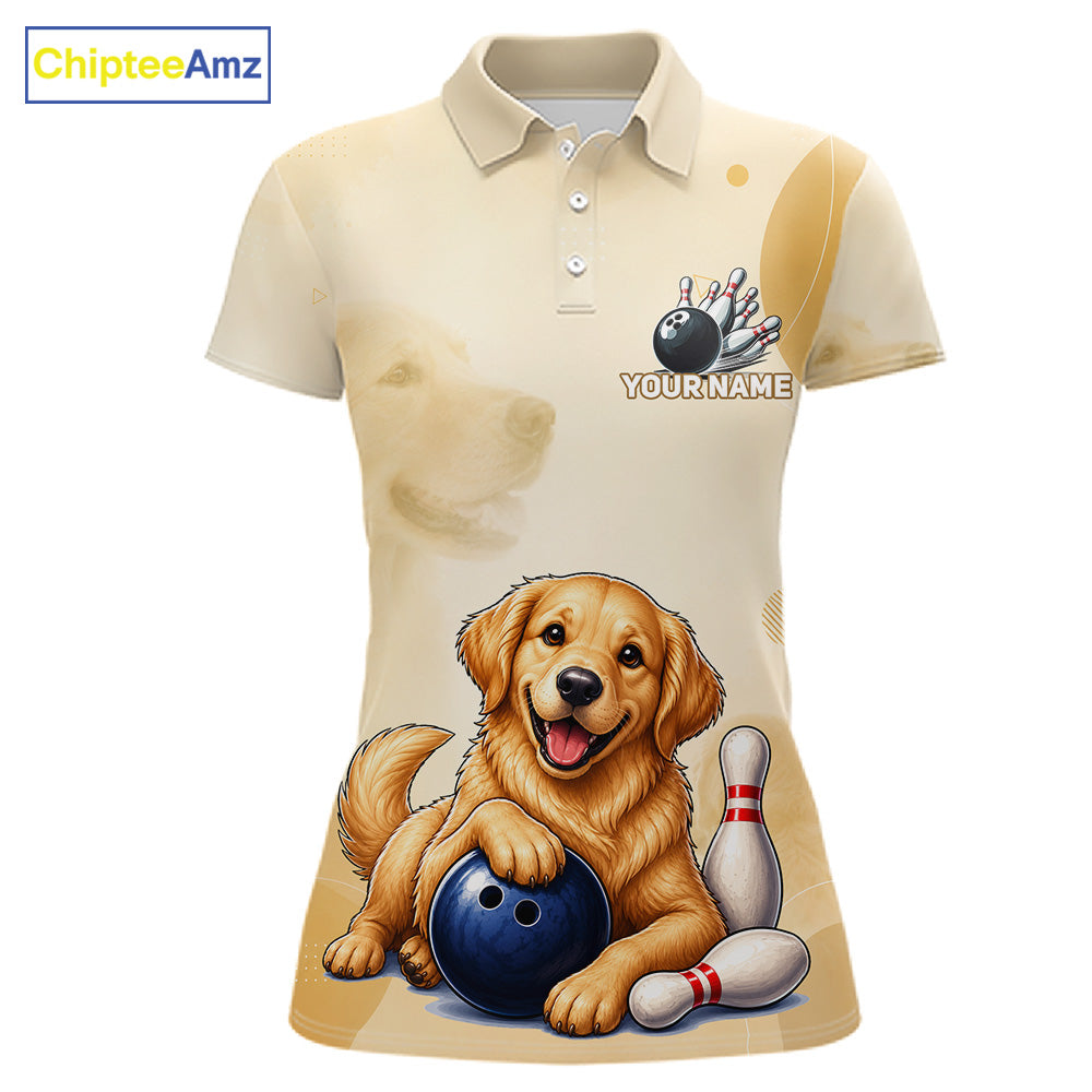 Women's custom Golden Retriever bowling polo shirt – front view