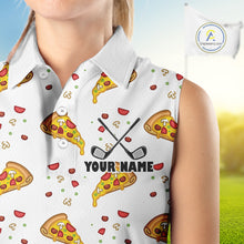 Load image into Gallery viewer, Funny Pizza Pattern Golf Shirt Sleeveless Womens Polo Shirts, Best Golf Polo Golf Shirt For Team NHT777