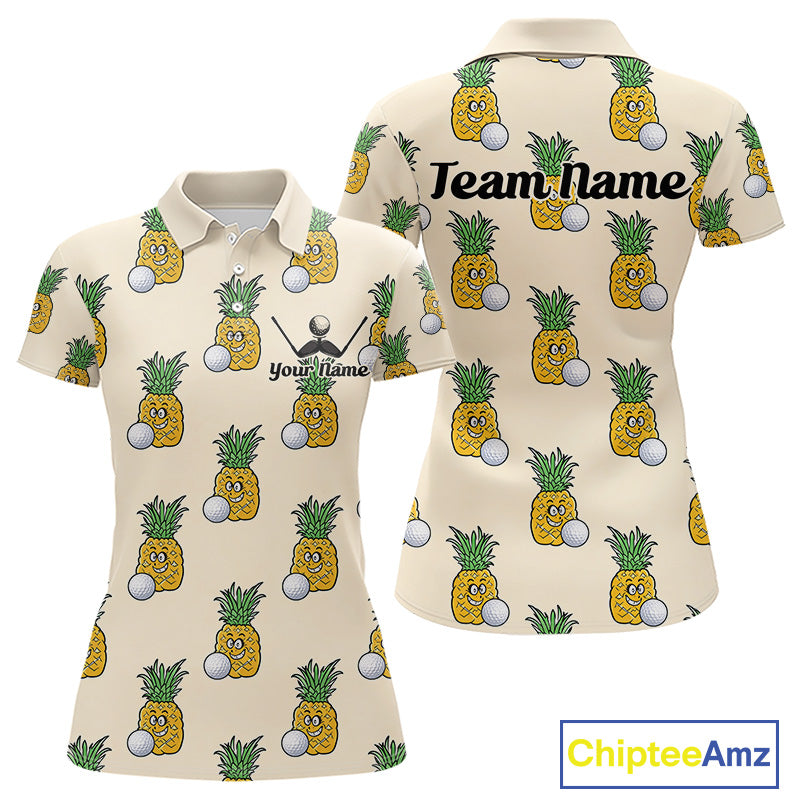 Personalized Funny Pineapple Pattern Womens Golf Polo Shirts Best Golf Gifts For Family Team  NHT779