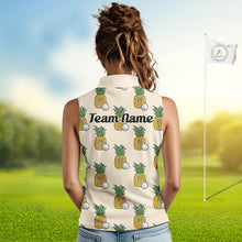 Load image into Gallery viewer, Personalized Funny Pineapple Pattern Sleeveless Womens Golf Polo Shirts Best Golf Gifts For Family Team NHT779