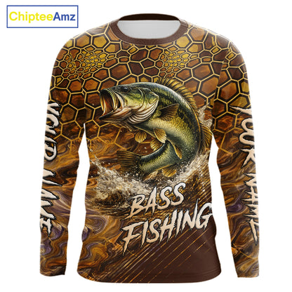 Bass Fishing Shirts Long Sleeve Skinfish Pattern Sport Jersey Personalized Name NHT407