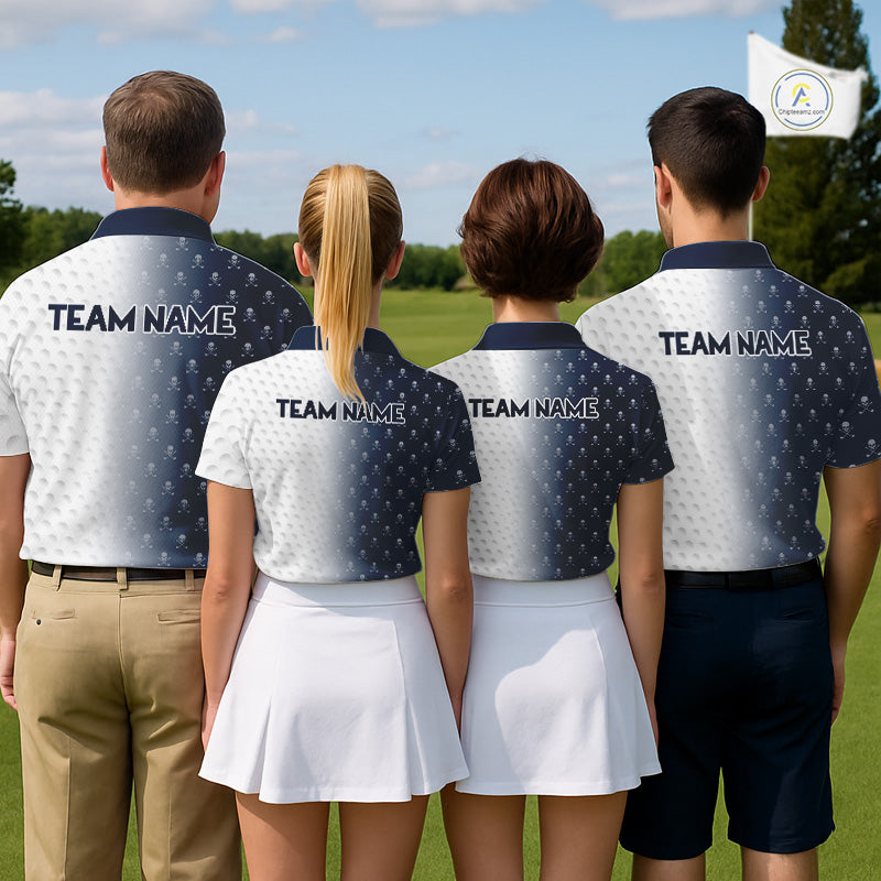 Personalized Skull Mens Golf Polo Shirt Custom Team Name Golf Ball Pattern Polo NHT1069