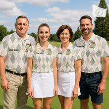 Load image into Gallery viewer, Personalized Raccoon Golfer Polo Shirt Funny Golf Argyle Pattern Custom Name Golf Lover Gift NHT1096