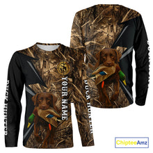 Load image into Gallery viewer, Duck Hunting Camo Shirt with Chocolate Lab – All Over Print, Perfect Gift for Waterfowl Hunters NHT243