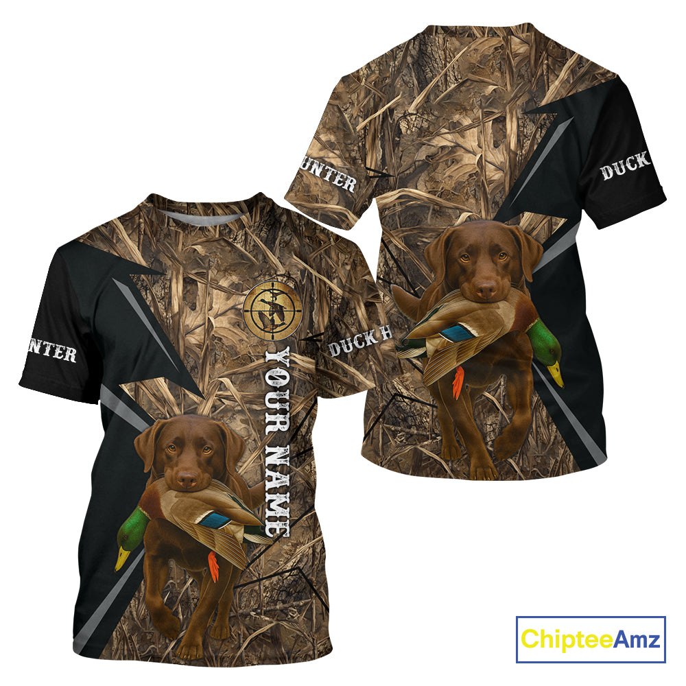 Duck Hunting Camo Winter with Black Lab 3D All Over Printed Shirt, Perfect Gift for Waterfowl Hunters NHT250