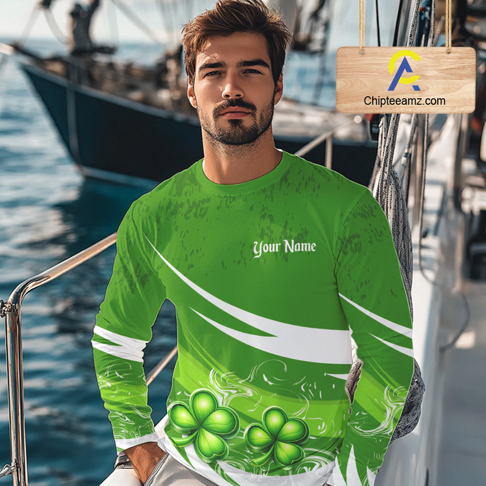 Custom St Patrick's Day Bass Long Sleeve Fishing Shirts, St Patty's Day Bass Fishing Jerseys NHT422