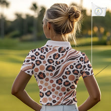 Load image into Gallery viewer, White Animal Mix Leopard Skin Prints Pattern Golf Shirts Custom Name For Womens NHT575
