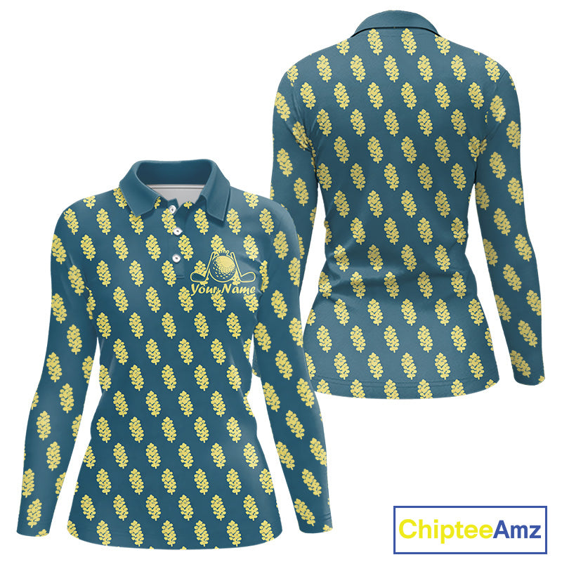 Teal Golf Polo Shirt With Flower Pattern – Lightweight Performance Polo For Womens NHT782