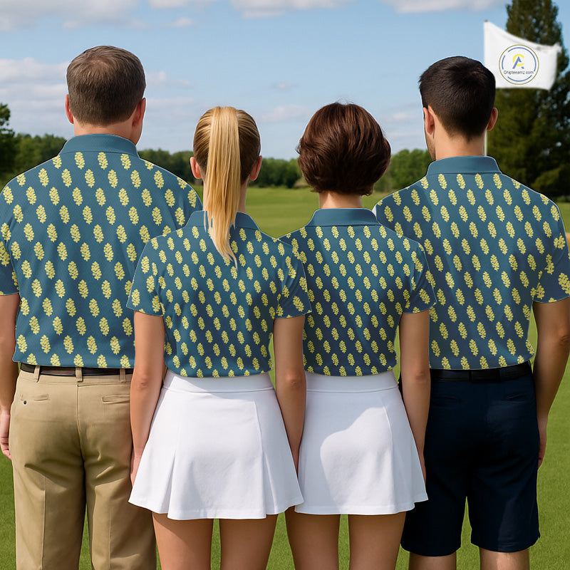 Teal Golf Polo Shirt With Flower Pattern – Lightweight Performance Polo For Womens NHT782