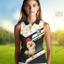 Load image into Gallery viewer, Funny Womens Sleeveless Golf Polo Shirt Custom Name Chicken Golf Shirt For Womens, Funny Golf Shirt For Team  NHT947