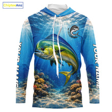 Load image into Gallery viewer, Personalized Offshore Fishing Jerseys, Mahi Mahi Fishing Shirts Long Sleeve Hooded For Men NHT820