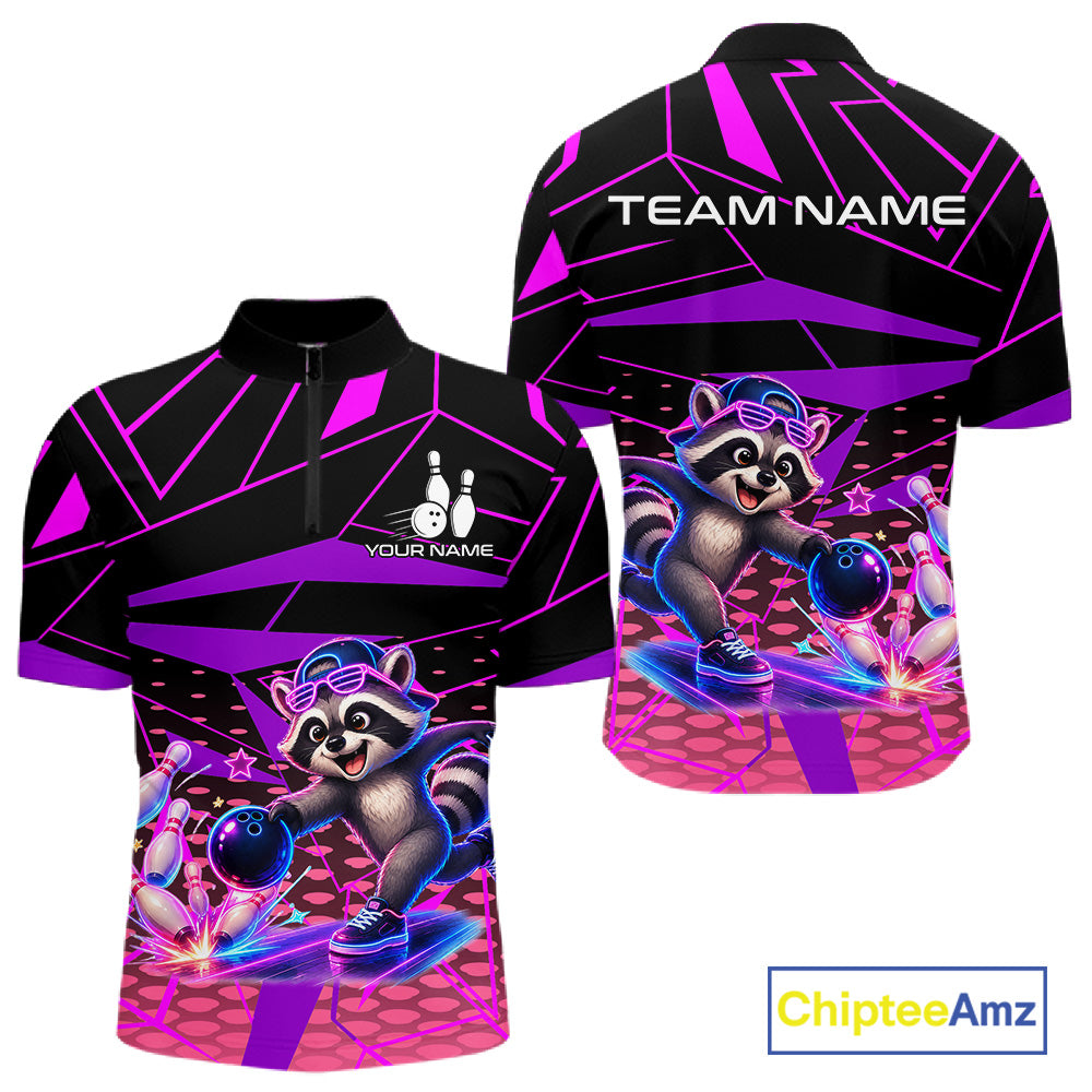 Bowling jersey with raccoon graphic and 'Team Name' text on a white background
