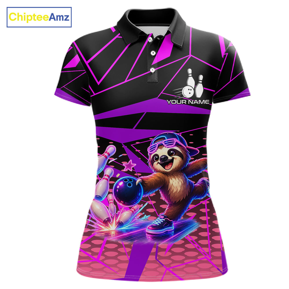 Custom Neon Sloth Bowling Jersey for Women | Personalized Team Polo