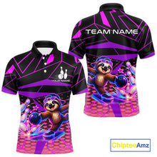 Load image into Gallery viewer, Custom Neon Sloth Bowling Jersey for Men | Personalized Team Polo