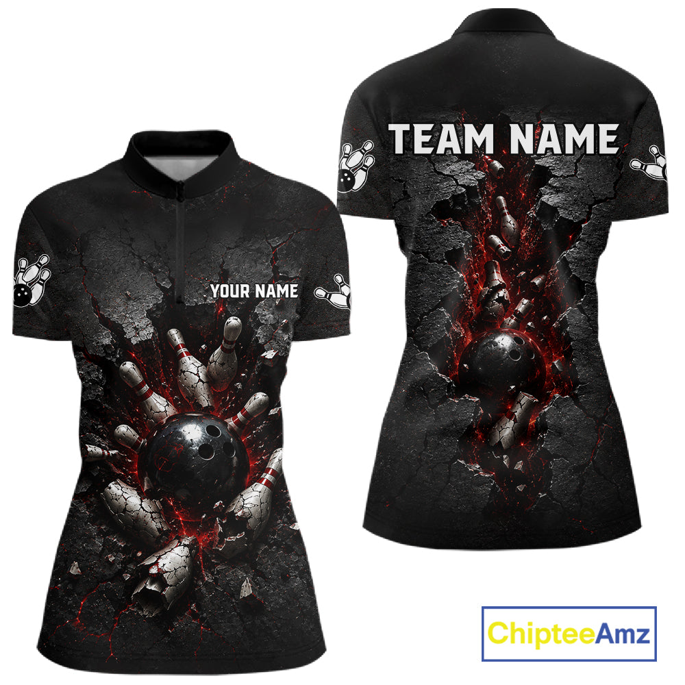 Black polo shirt with graphic design and space for 'Your Name' and 'Team Name'. Brand 'Chiptee Amz' visible.