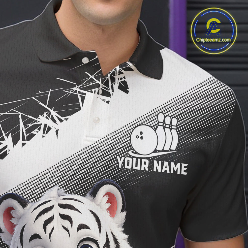Bowling-themed shirt with a tiger design and customizable text, featuring the brand 'Chipleemaz'.