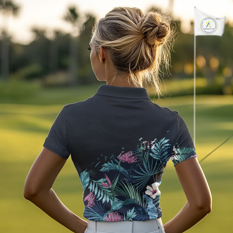 Custom Name Tropical Print Polo Shirt – Stylish Animal Print Golf Polo For Womens NHT856